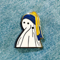 Ghost In Pearl Earrings Enamel Pin