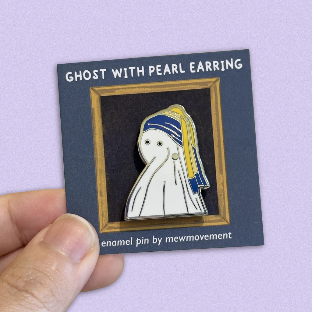 Ghost In Pearl Earrings Enamel Pin