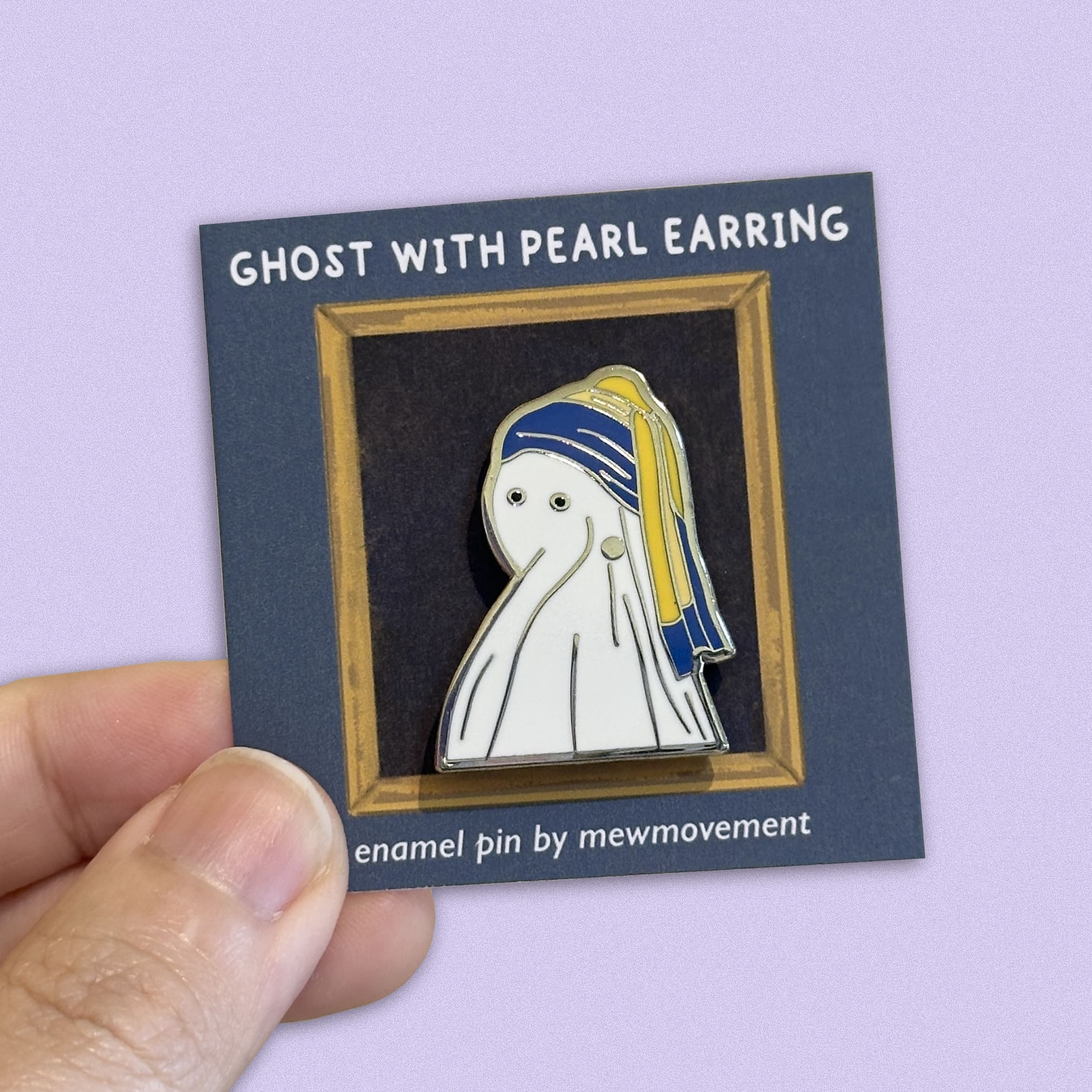 Ghost In Pearl Earrings Enamel Pin