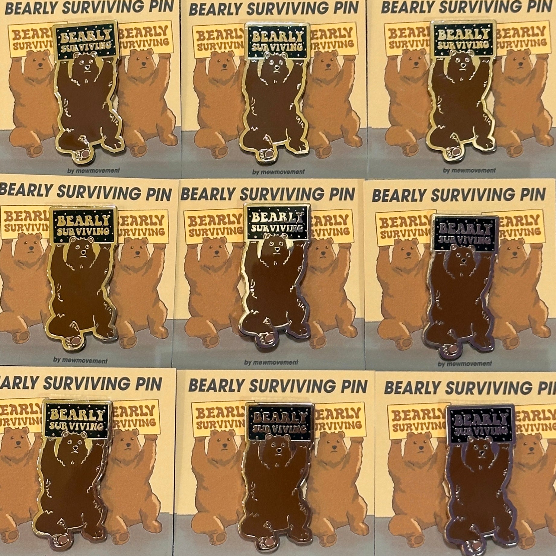 Bearly Surviving Enamel Pin