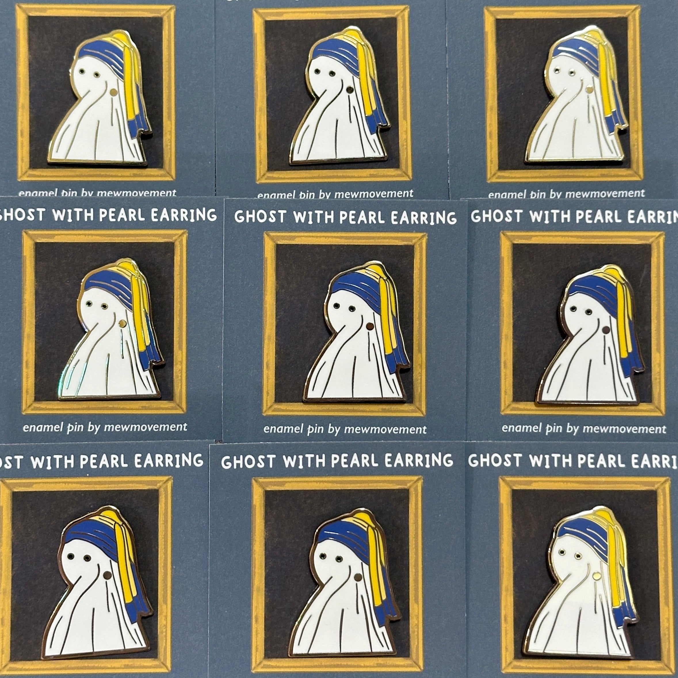 Ghost In Pearl Earrings Enamel Pin