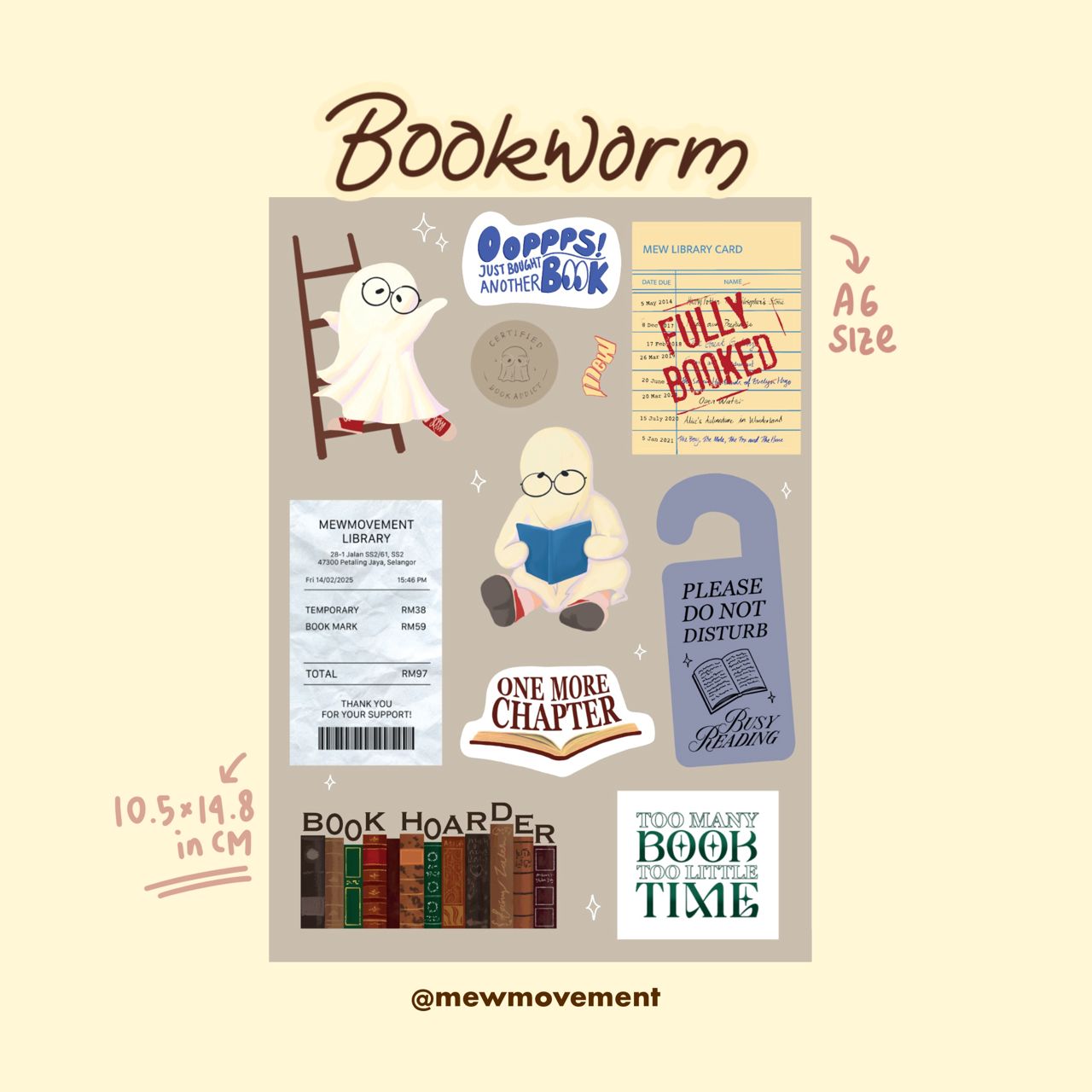 Bookworm Sticker Sheet