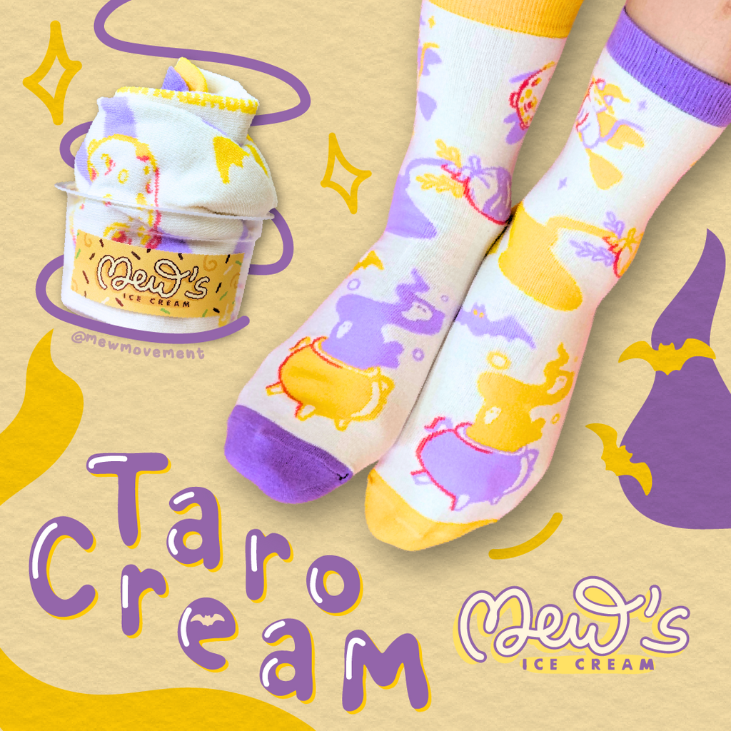 Taro Cream Cotton Socks