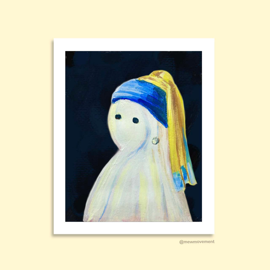 Ghost In Pearl Earrings Sticker