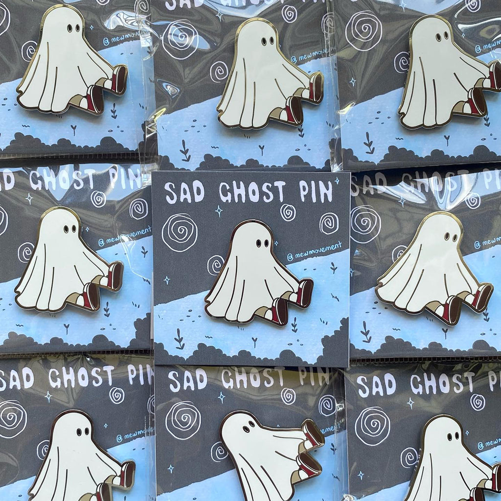 Sad Ghost Enamel Pin