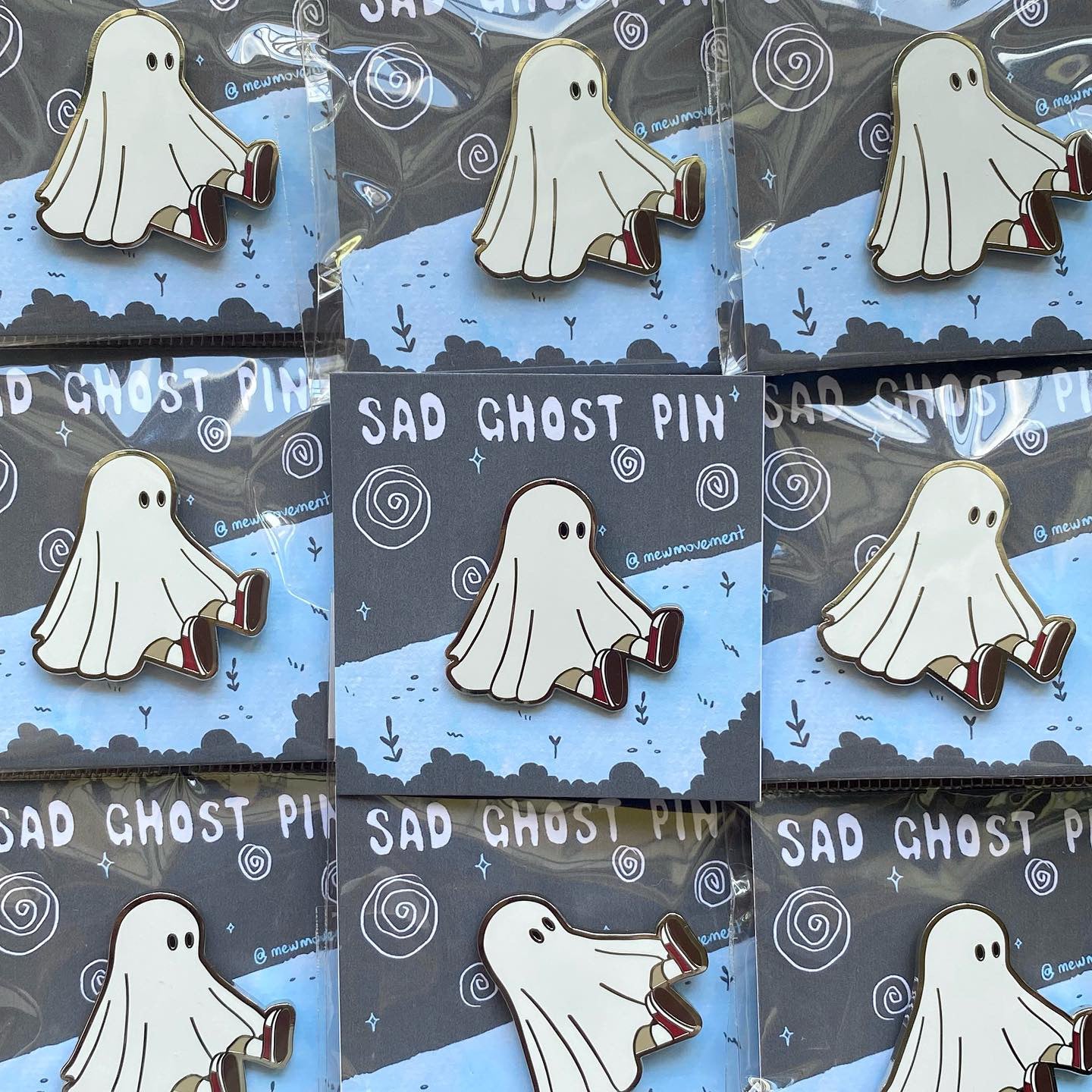 Sad Ghost Enamel Pin
