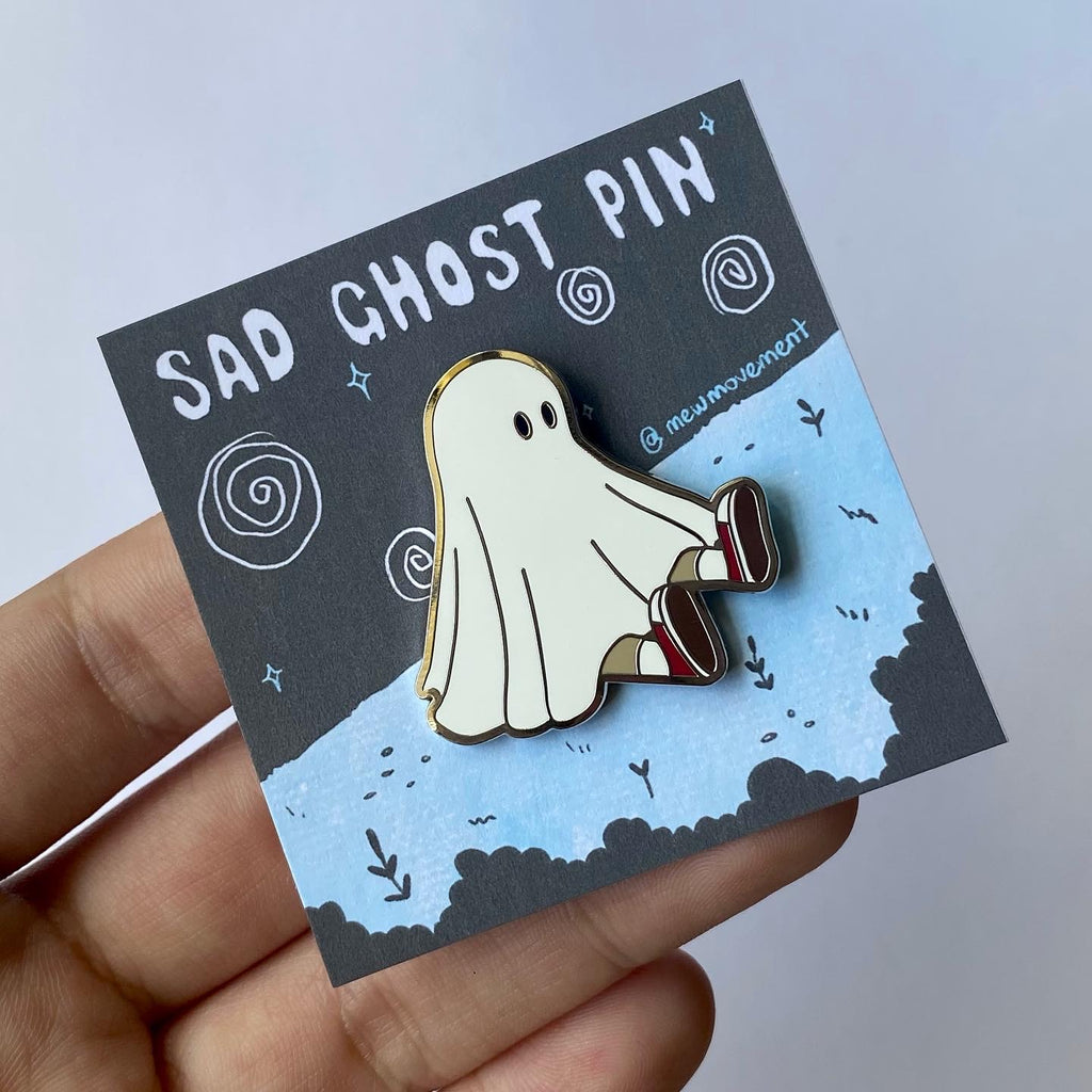 Sad Ghost Enamel Pin
